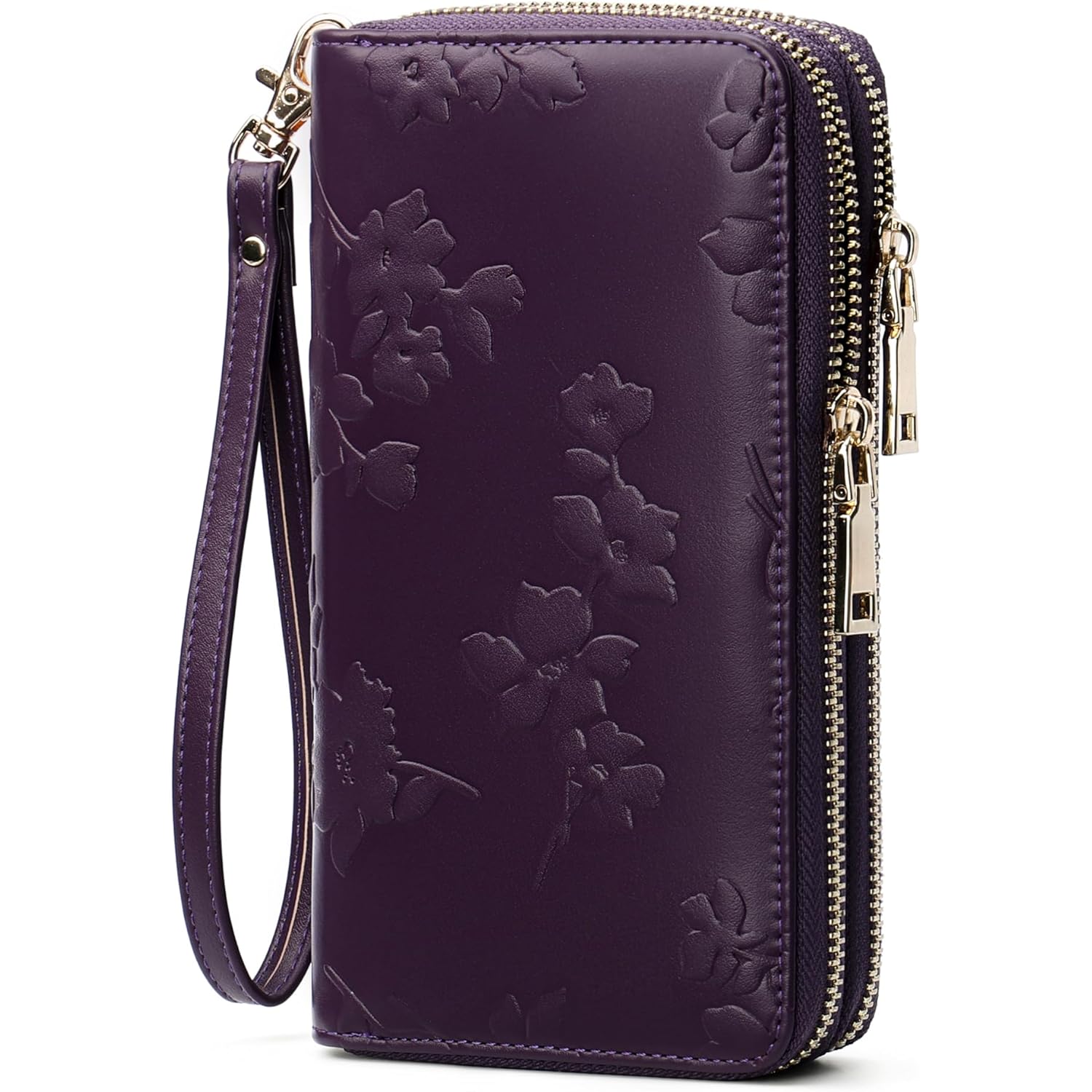 yiijay Womens Wallet RFID Blocking Large Capacity Vegan Leather Double Zip Wristlet Wallet Card Holder Travel Ladies Clutch
