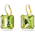 Swarovski Millenia Drop Earrings, Square Cut, Green Crystal, Gold-tone Finish