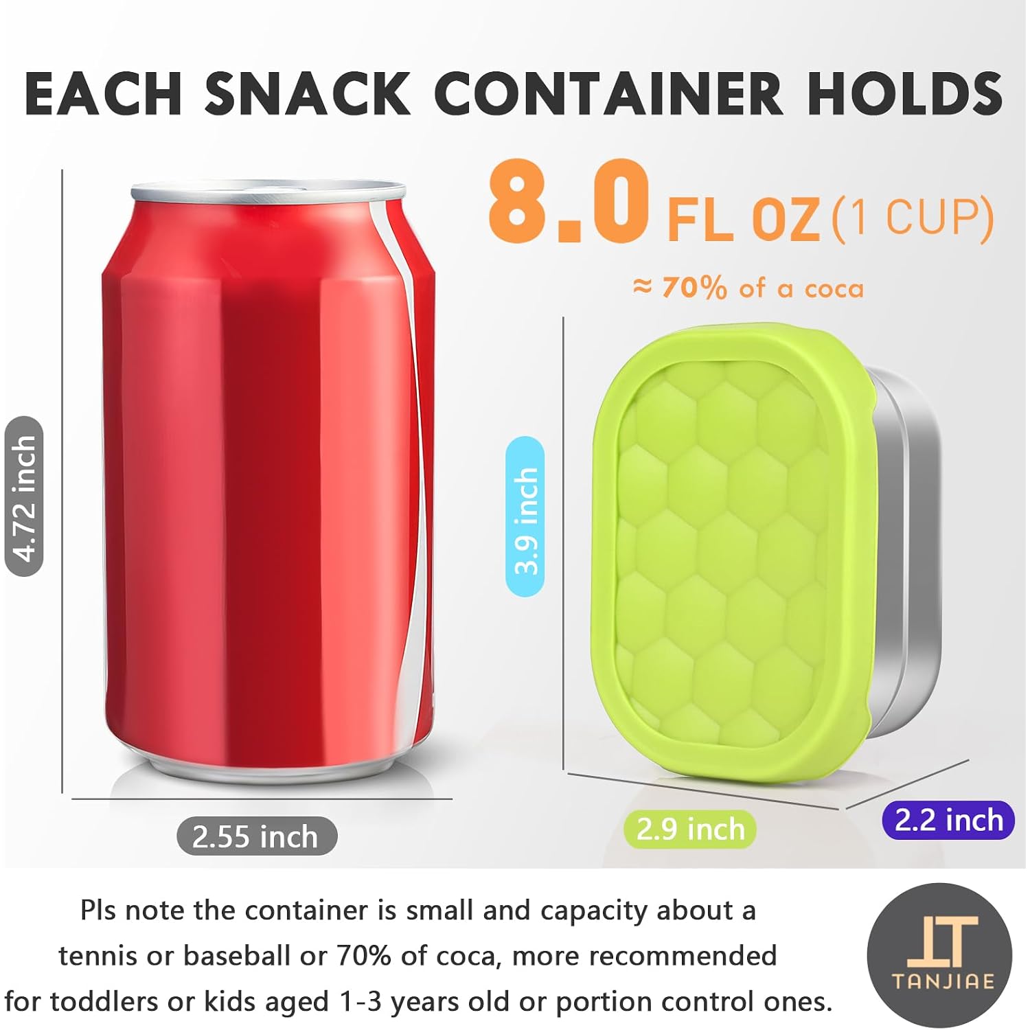 4Pack 8Oz Small (1 Cup) Stainless Steel Snack Containers For Kids | Reusable Easy Open Toddler Snack Containers With Silicone Lids | Stackable Toddler Lunch Box For Daycare, School And Travel
