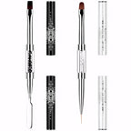 2PCS Dual-Ended Nail Art Brushes Set – Gel Nail Brush, Spatula & Liner Brush – Nail Art Tools for Builder Gel, Nail Polish Application, DIY Manicure & Salon Use