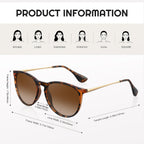 Polarized Sunglasses for Women Men- Vintage Round Sun Glasses Retro Trendy Style with UV Protection A1-black+leopard Gradient Tea+leopard Gray