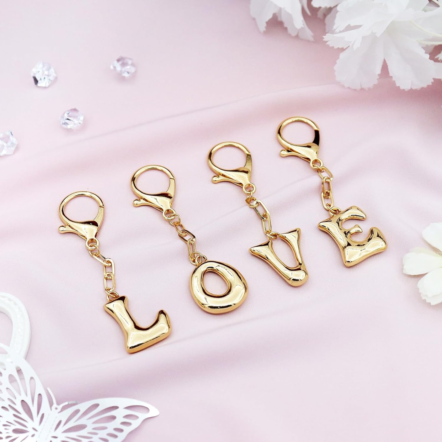 TTYY Initial Keychain For Women Handbag Charms Backpack Car Keyring for Sister Besties Mom Gold Letter Keychain