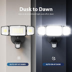 Onforu 75W Led Flood Light Motion Sensor Outdoor, 7000Lm Dusk To Dawn Flood Light, Security Light With Three Head, Ip65 Waterproof Exterior Floodlight, 6500K Wall Light For Entryway Stairs Yard Garage