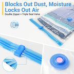 Vacuum Storage Bags With Hand Pump, Plastic Packaging Bags, 80% Space Saver Vacuum Seal Bags For Clothing, Travel Lugggage, Blankets, Comforters, 20 Combo