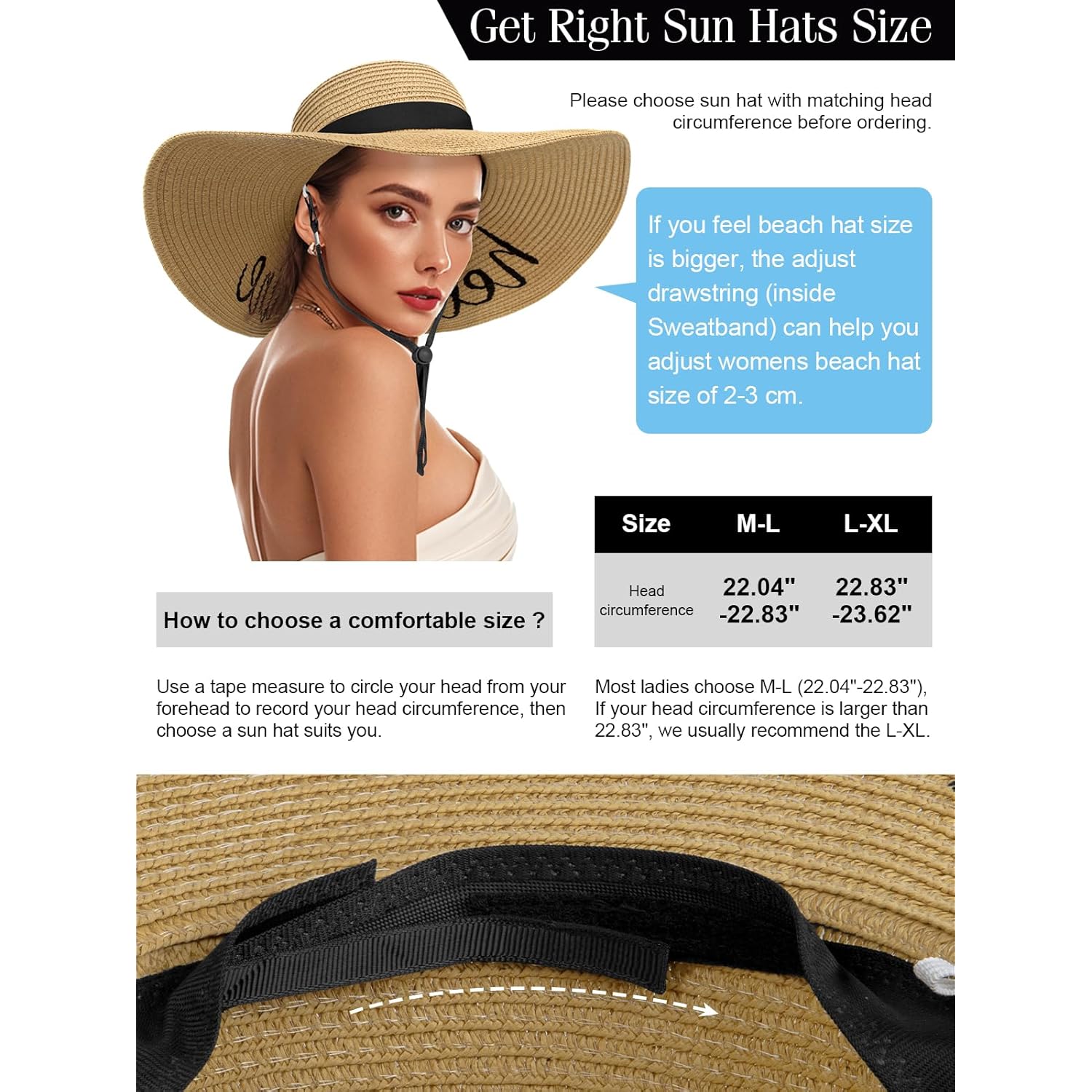 Senker Fashion Floppy Beach Hats for Women Straw Sun Hat Foldable Wide Brim Embroidered Roll up Summer Vacation Travel
