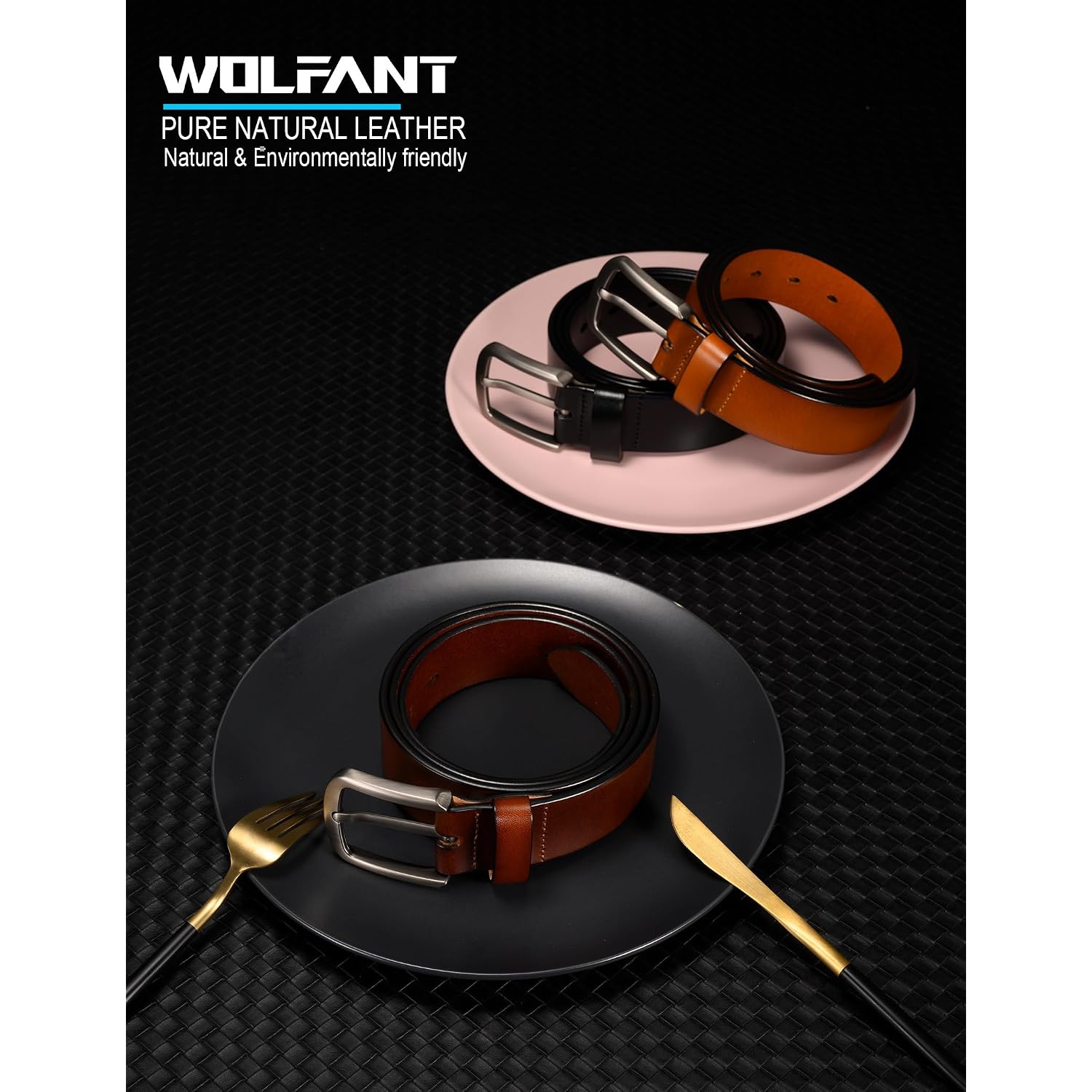Wolfant 1.5" Top Full Grain Leather Belt For Men In Gift Box,100% Italian Real Solid Leather
