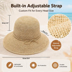 Natural Raffia Straw Bucket Hat For Women Sun Beach Handmade Raffia Woven Bucket Hat Foldable Summer Cap