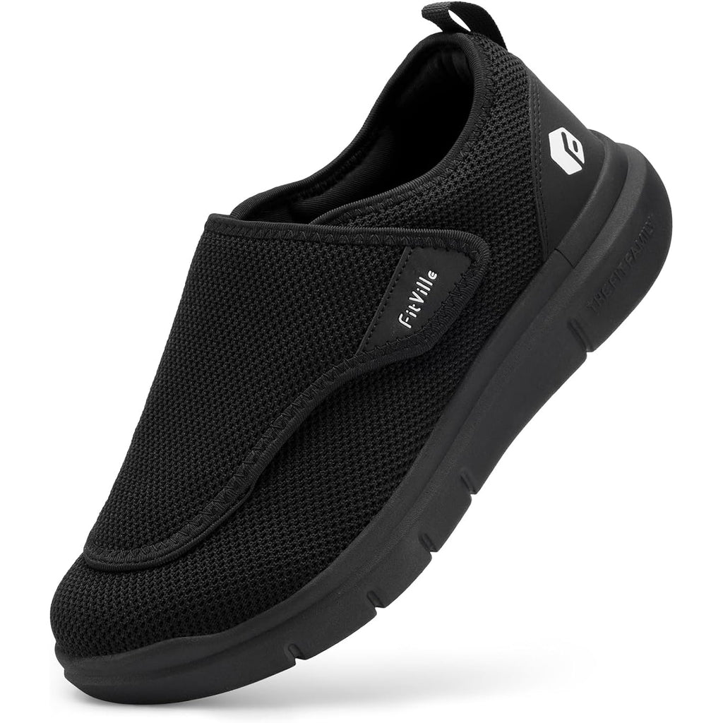 Fitville Diabetic Shoes For Men Extra Wide Slip-On Shoes For Swollen Feet Adjustable Walking Shoes For Elderly Foot Pain Relief Neuropathy - Easytop Wings