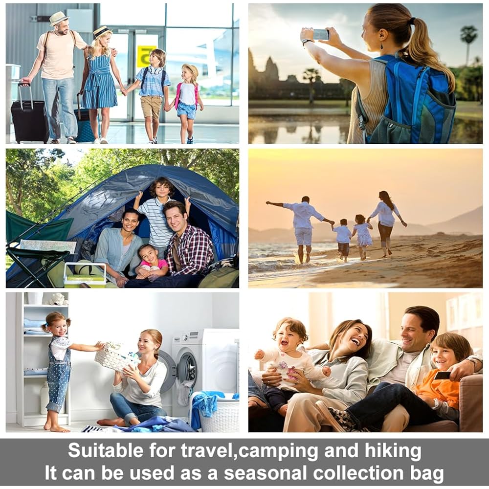 Compression Bags - Travel Essentials - 12 Pack Space Saver Bags - No Vacuum Pump Or Air Extractor Is Needed - Storage Accessorie And Home Packing Organizers (Transparent)