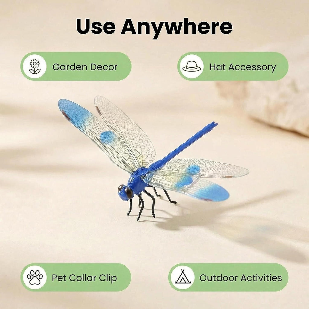 12Pcs Dragonfly Clips For Bugs Repellent - 3D Dragonfly Clips To Keep Bugs Away - Driving Away Mosquitoes, Bees & Flies - Fly Scare Devices For Indoor & Outdoor - Garden Stakes Decor, Patio, Hat