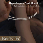 Kenivira Sterling Silver Ankle Bracelets for Women,Gold Dainty Layered Waterproof Anklet for Women, Anklet Set Stackable Beach Gift Adjustable Size