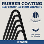 Zober Pants Hangers Non Slip - Open Ended Pants And Jean Hangers For Closet - Space Saving Clothes Hanger - Strong, Durable, Metal Pant Hangers (Black 2O Pack)