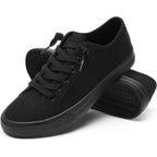 Women Canvas Sneaker Slip On Non Slip Casual Shoes Lace Up Canvas Low Top White Shoes Loafers For Women Fashion Black Sneaker