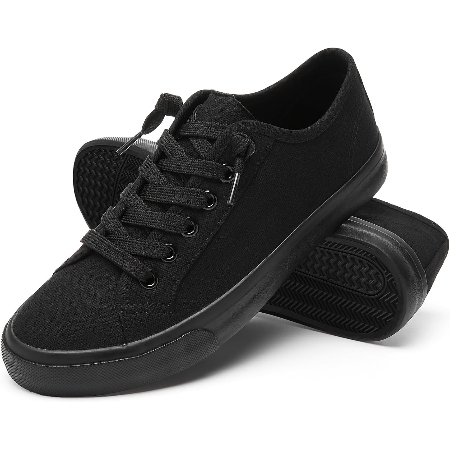 Women Canvas Sneaker Slip On Non Slip Casual Shoes Lace Up Canvas Low Top White Shoes Loafers For Women Fashion Black Sneaker