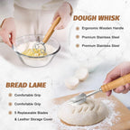 Sourdough Proofing Basket Gift Set, 9" Round And 10" Oval Banneton Bread Baking Supplies, Sourdough Baskets With Bread Lame, Danish Whish, Bowl Scraper, Sourdough Scraper, And Linen Liner