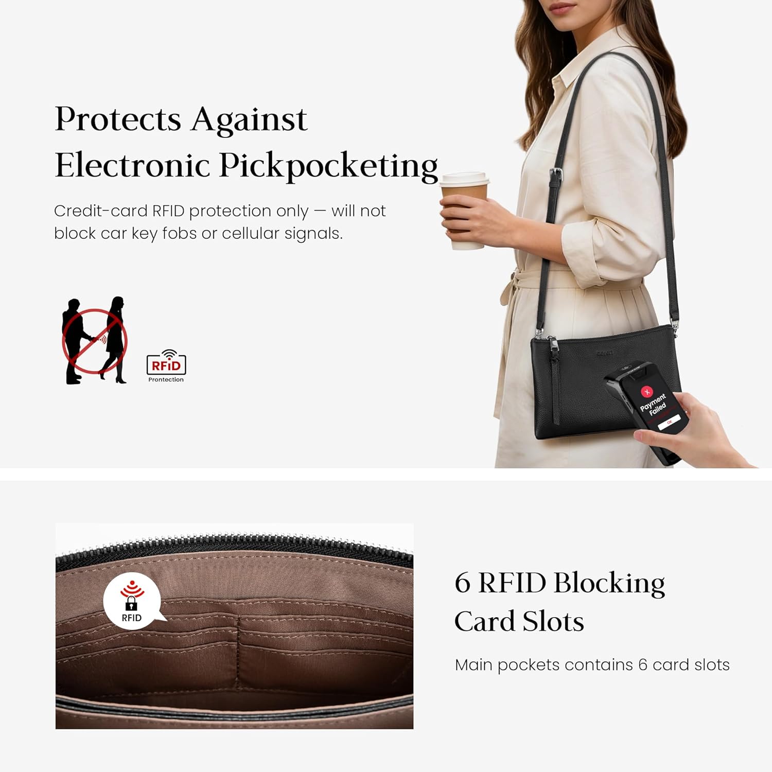 befen Genuine Leather Crossbody Bags for Women, Small RFID Leather Cross Body Purses Shoulder Handbags