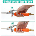 All Metal Sprayer Wand,1/4" & 3/8" & 1/2" Brass Barbs Sprayer Wand Replacement, Built-In Shut Valve Stainless Steel & 2 Hose Clamps (29 Inches Sprayer Wand)