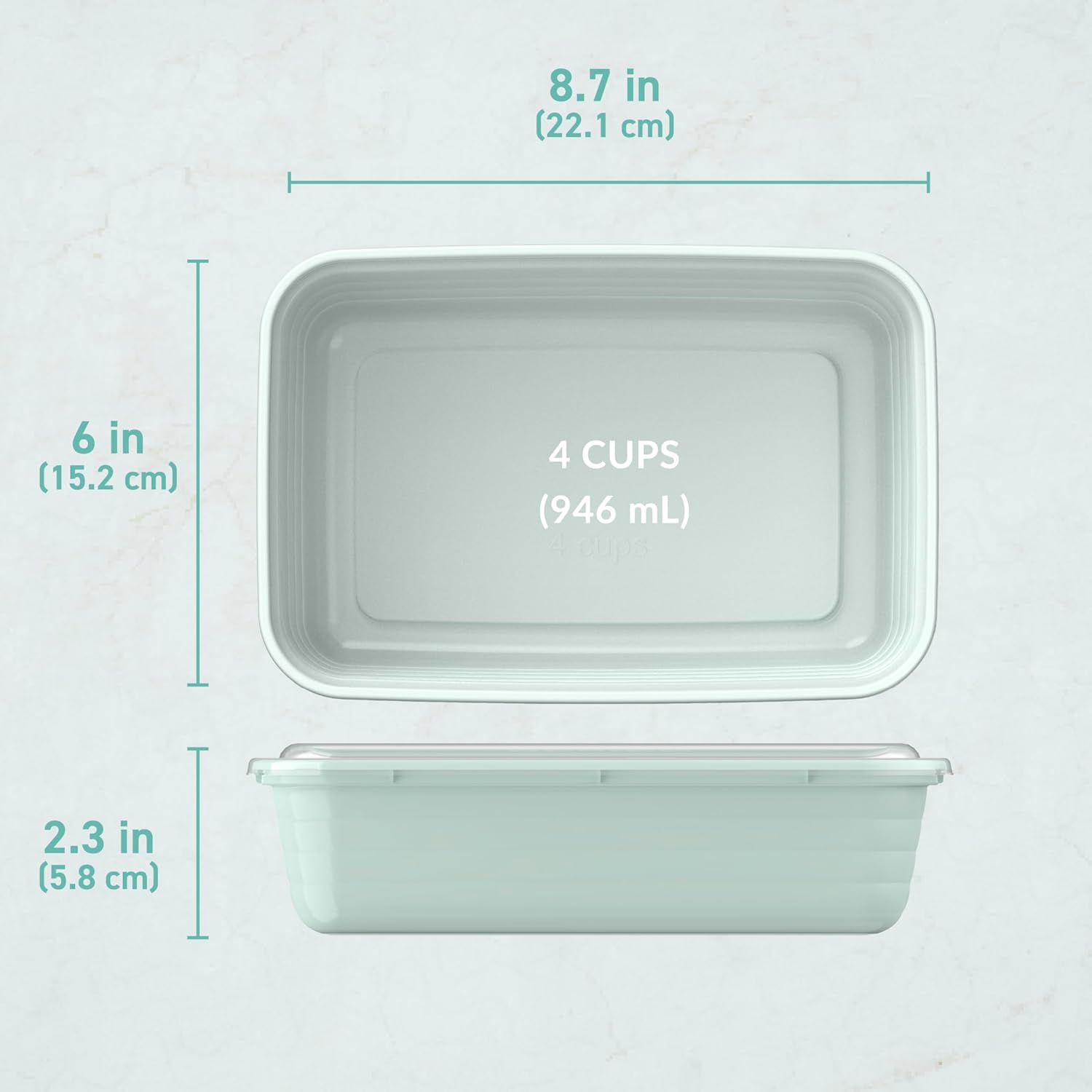 Bentgo Prep - 20-Piece 1-Compartment Reusable Meal Prep Containers with Lids, PFAS & BPA Free Materials, Durable, Microwave, Freezer, & Dishwasher Safe To Go Food Storage (Mint)