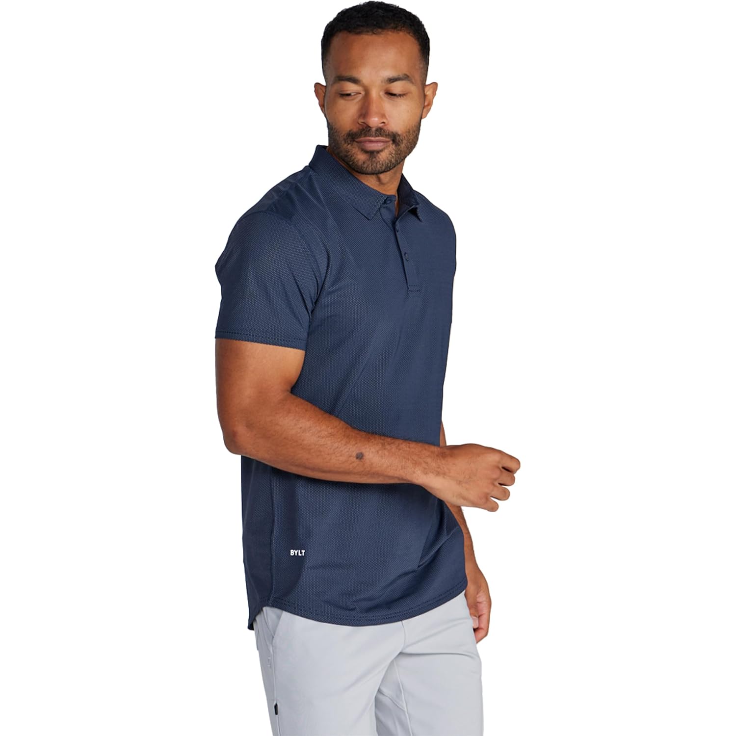 Bylt Basics - Active Drop-Cut Polo Shirt For Men - Moisture-Wicking, 4-Way Stretch Performance Fabric, Short Sleeve Polo