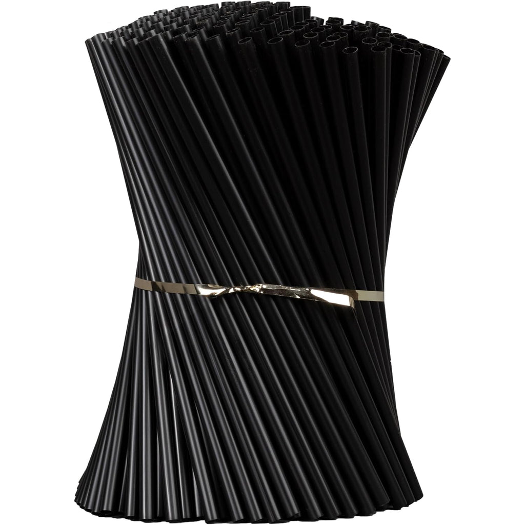 7.75" Plastic Straws (500 Count), Disposable Straws - Made For Standard 16Oz Glass (Black)