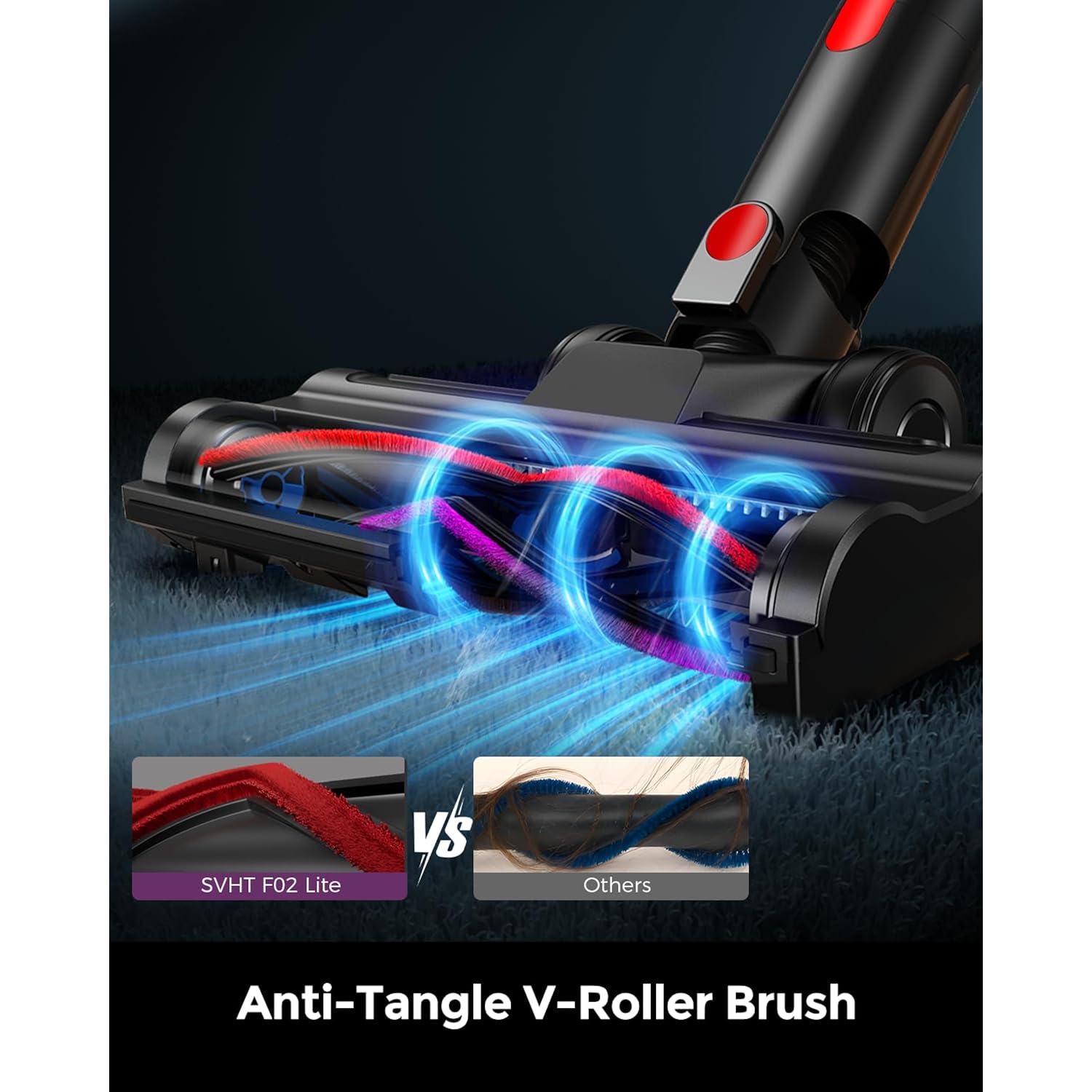Cordless Vacuum Cleaner, 500W 45Kpa 50Mins Stick Vacuum Cleaners For Home With Led Light, Self-Standing, Anti-Tangle Brush & 1.6L Dust Cup, Lightweight Vacuum For Pet Hair, Carpets, Hard Floors
