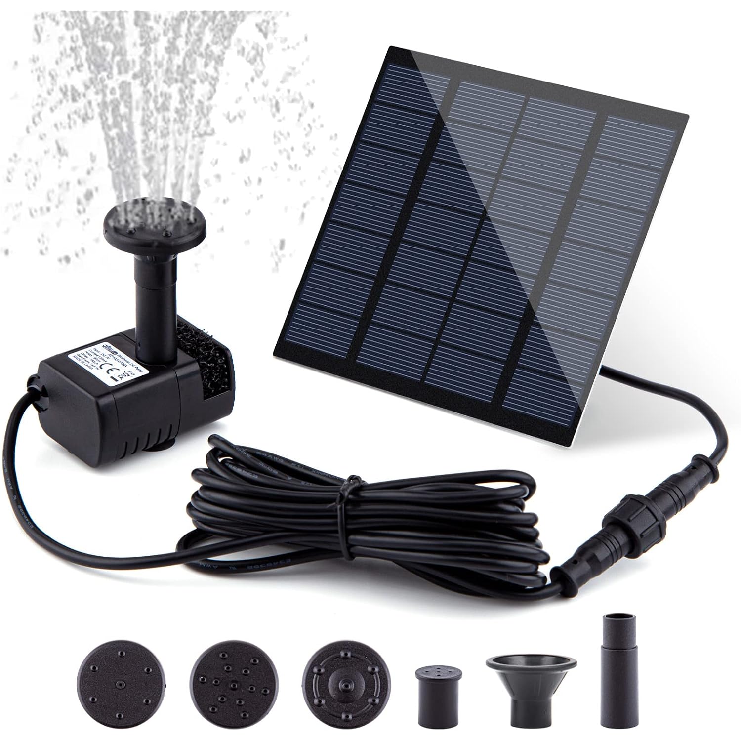 Solar Fountain Pump Kit With Separate Solar Panel, 1.8 W Upgraded Solar Water Pump With 9.84Ft Cable & 4 Nozzles Solar Water Fountain For Bird Bath,Pond, Patio Garden Water Pump With Built-In Filter