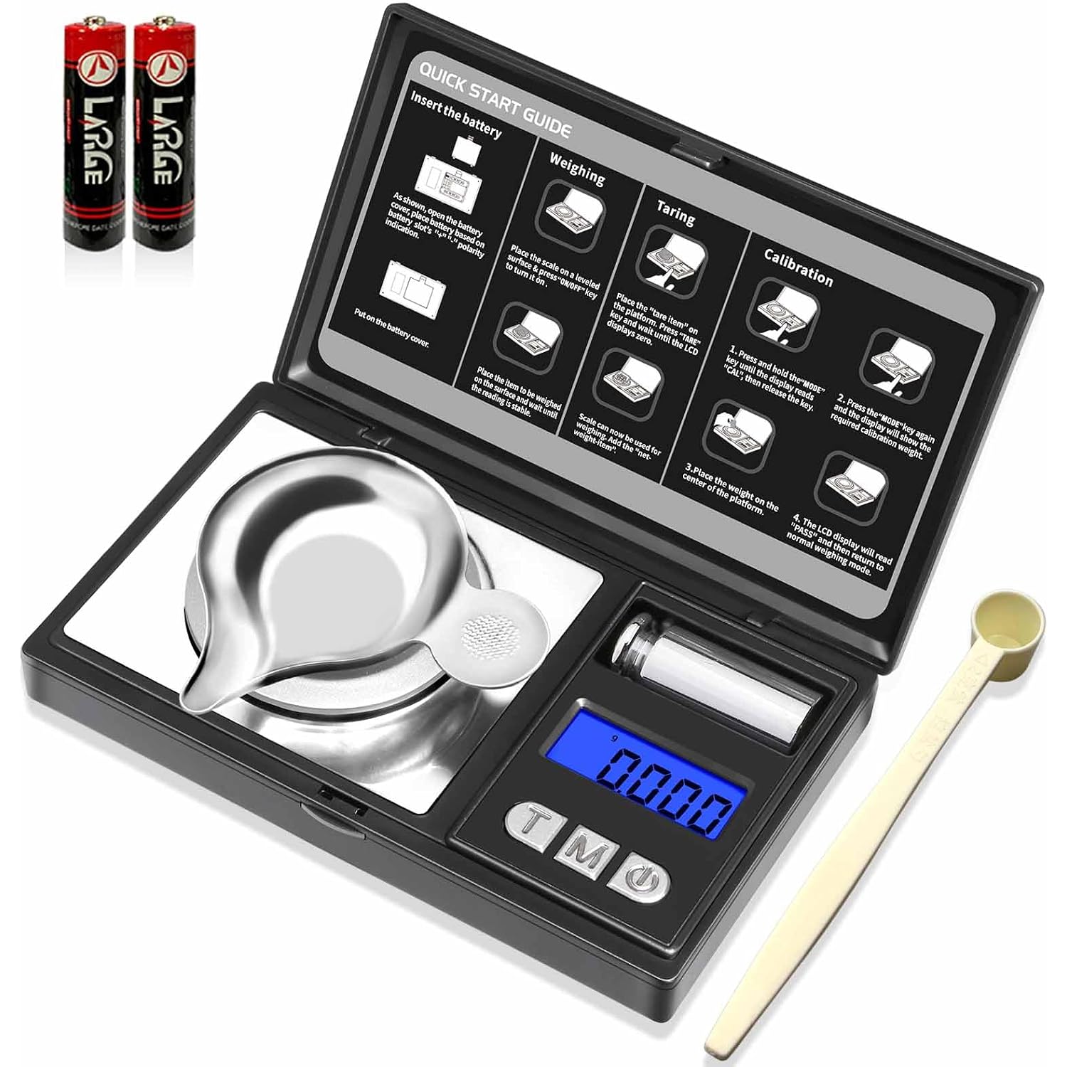 Milligram Scale 50G X 0.001G, Powder Scale 0.001G Accuracy | Micro Scale For Weighing Powders & Jewelry, 50G Calibration Weight For Mg Scale, 6 Units, Tare, Lcd Display
