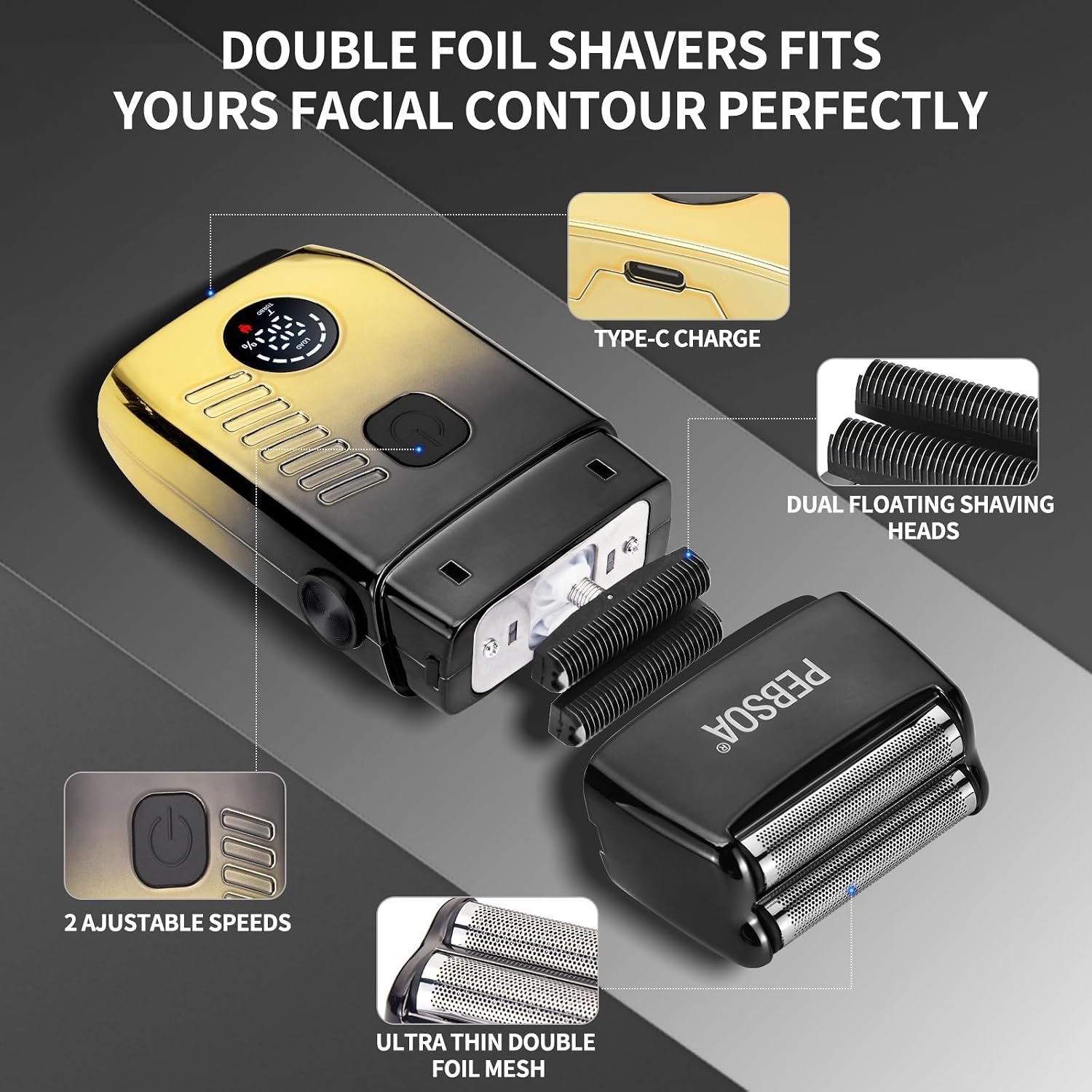 Hair Clippers For Man With An Led Display, A 4-Piece Cordless Grooming Set That Includes Hair Clippers, T-Shaped Trimmer,Double-Layer Foil Razor, And A Nose Hair Trimmer—A Complete Home Grooming Set