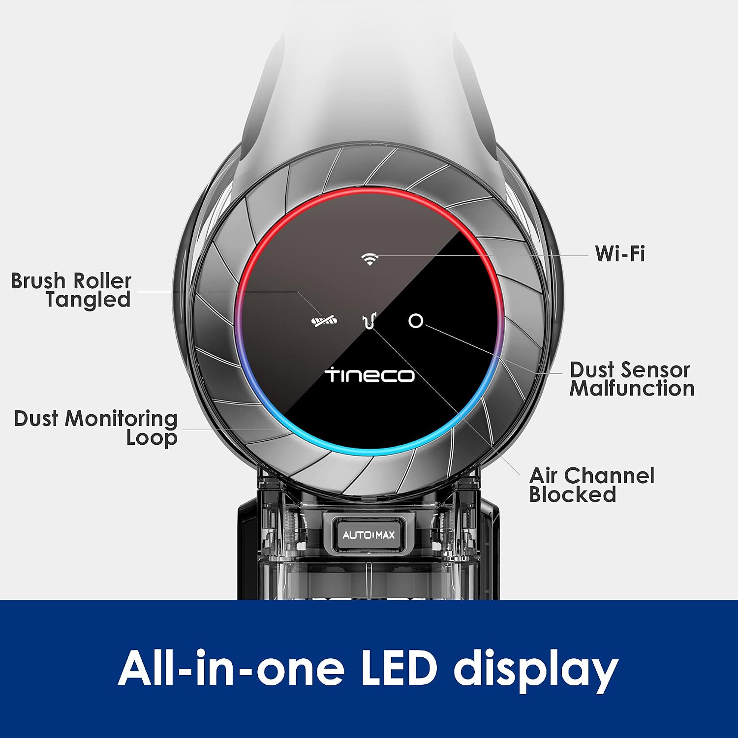 Tineco Cordless Vacuum Cleaner, Smart Stick Handheld Cleaner Strong Suction & Lightweight, Cordless Handheld Vacuum Deep Clean Hair, Hard Floor, Carpet, Car