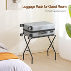 Amhancible Luggage Rack, Foldable Suitcase Stands Set Of 2, Metal Luggage Holder For Guest Room, Bedroom, Hotel, Holds Up To 110 Lb, Easy Assemble, Black Hlr01Bk
