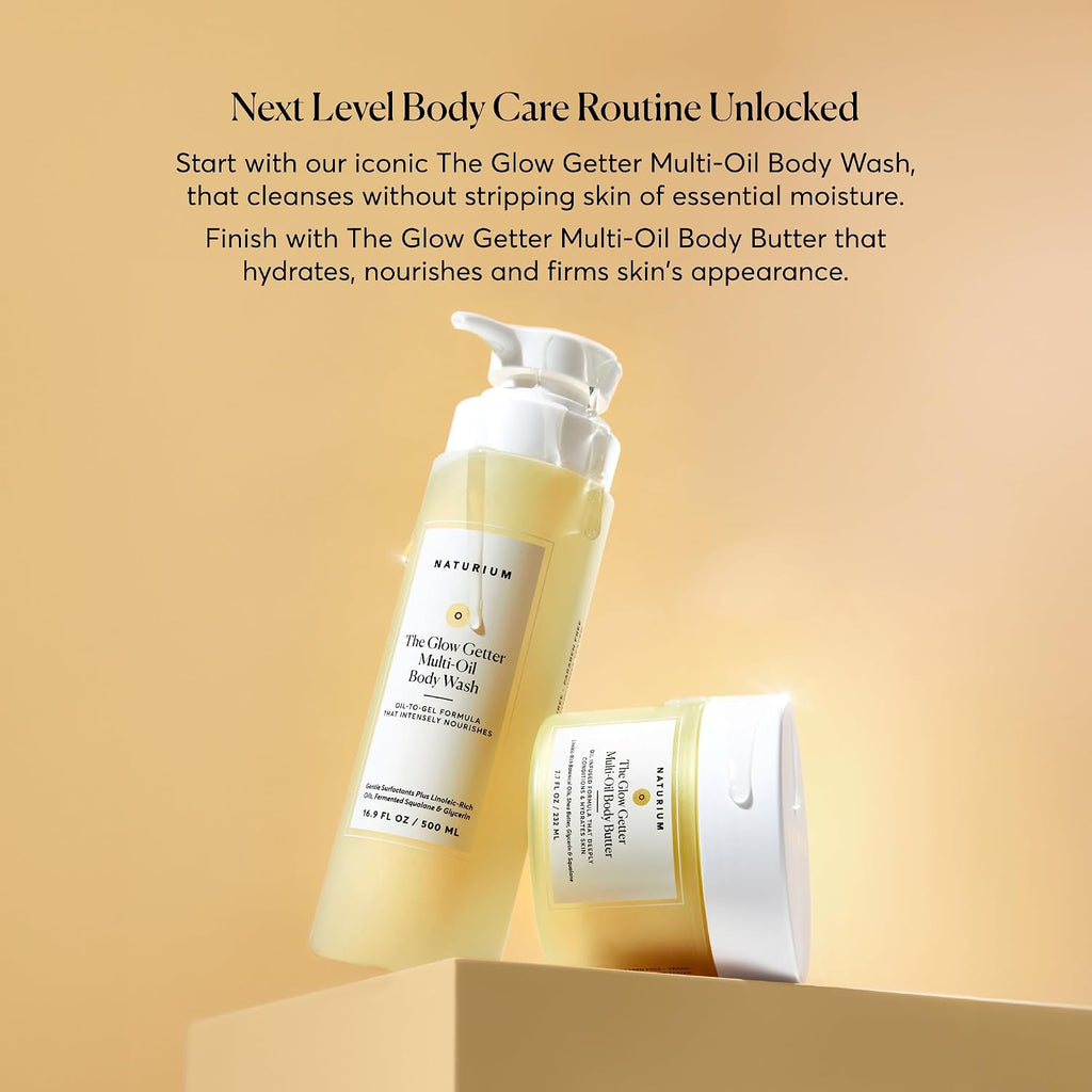 Naturium The Glow Getter Whipped Multi-Oil Body Butter, Firming Cream & Body Moisturizer With Shea Butter, 7.7 Fl Oz