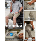 Cqr Men'S Stretch Utility Shorts, Lightweight Quick Dry Casual Shorts, Hiking Golf Cargo Shorts With Zipper Pockets