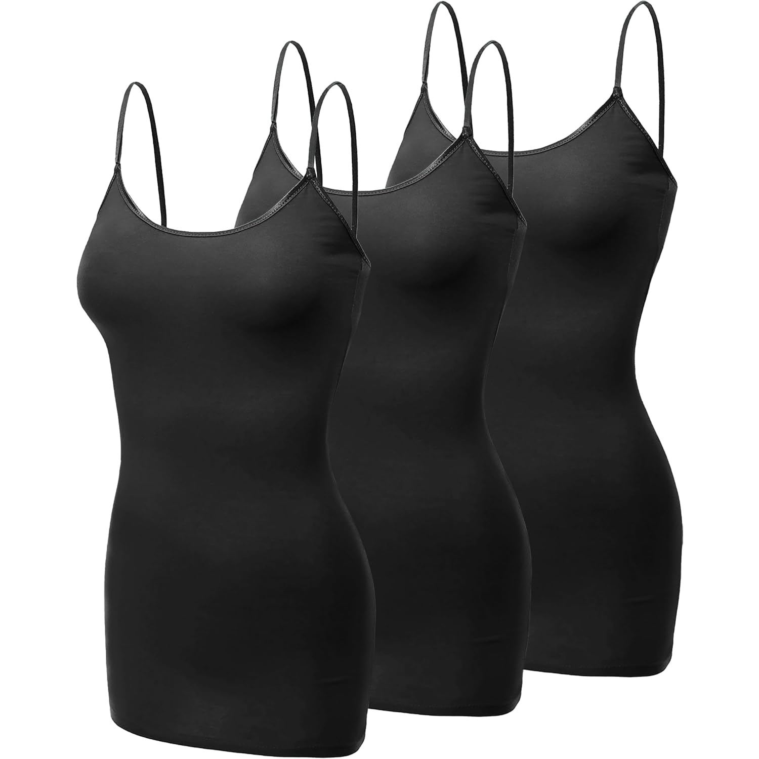 Women's Basic Casual Long Camisole Adjustable Strap Cami Layering Top