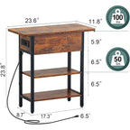 Yoobure End Table With Charging Station, Flip Top Side Table With Usb Ports And Outlets, Sofa Couch Table Bedside Table For Living Room Bedroom, Narrow Nightstand With Storage Shelves For Small Space