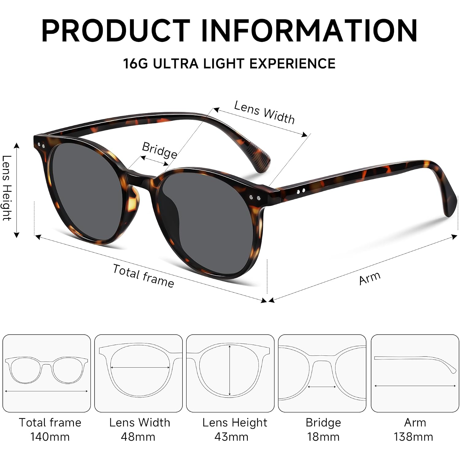 Round Sunglasses for Women Men, Polarized Retro Trendy Sunglasses Vintage Small Frame, UV Protection Lens Fashion Classic Tortoise/Grey
