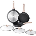 Kordisen Nonstick Frying Pan Set With Lids, 3 Piece Skillet Set, Healthy Induction Cooking Pan, Stay-Cool Handle, Compatible With All Stovetops, Pfoa Free (8, 9.5, 11 Inch)