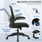 Felixking Office Chair, Ergonomic Desk Chair Breathable Mesh Chairs Adjustable High Back Lumbar Support Flip-Up Armrests, Executive Rolling Swivel Comfy Computer Chairs Home Office Black