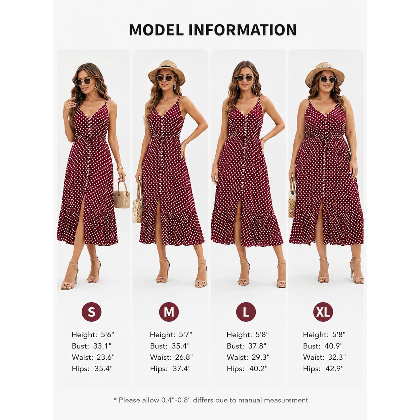 Brovave Women'S 2026 Summer Casual Boho Sundress Polka Dot Spaghetti Strap V Neck Flowy Midi Dresses