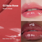 HINCE Raw Glow Lip Tint - Stain Glazed, Glossy Dewy Lip Gloss, Non Sticky & Long Wearing for Natural Glass Glow, Hydrating, Moisturizing Liquid Lipstick, Vegan, 0.13 fl.oz. (RAW ROSE, 02)