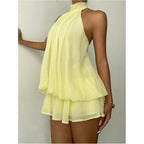 Verdusa Women'S Chiffon Halter Drop Waist Flowy Wedding Guest Mini Dresses