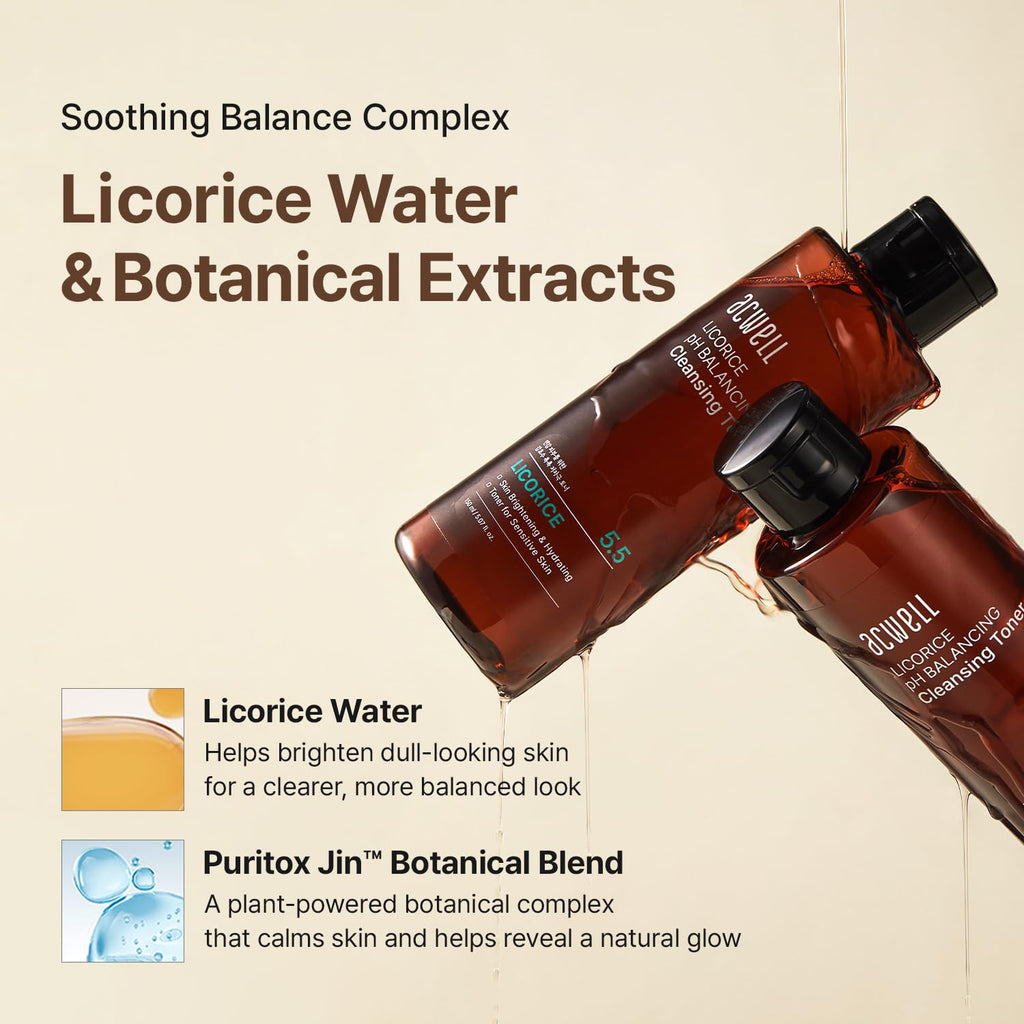 Acwell Licorice Ph 5.5 Balancing Cleansing Toner - Alcohol-Free Korean Face Toner And Astringent, Hydrating Clarifying Formula For Dull And Combination Skin, 5.07 Fl Oz