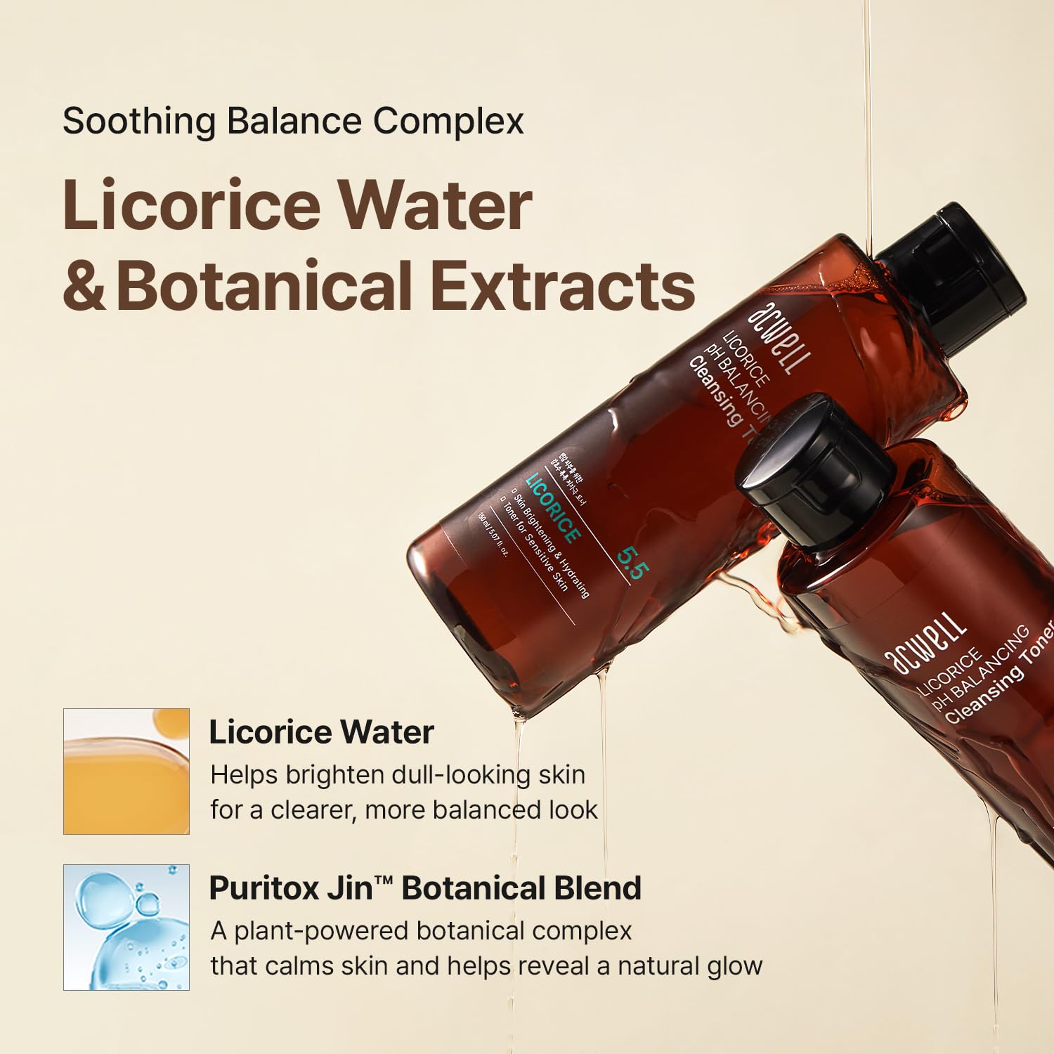 Acwell Licorice Ph 5.5 Balancing Cleansing Toner - Alcohol-Free Korean Face Toner And Astringent, Hydrating Clarifying Formula For Dull And Combination Skin, 5.07 Fl Oz