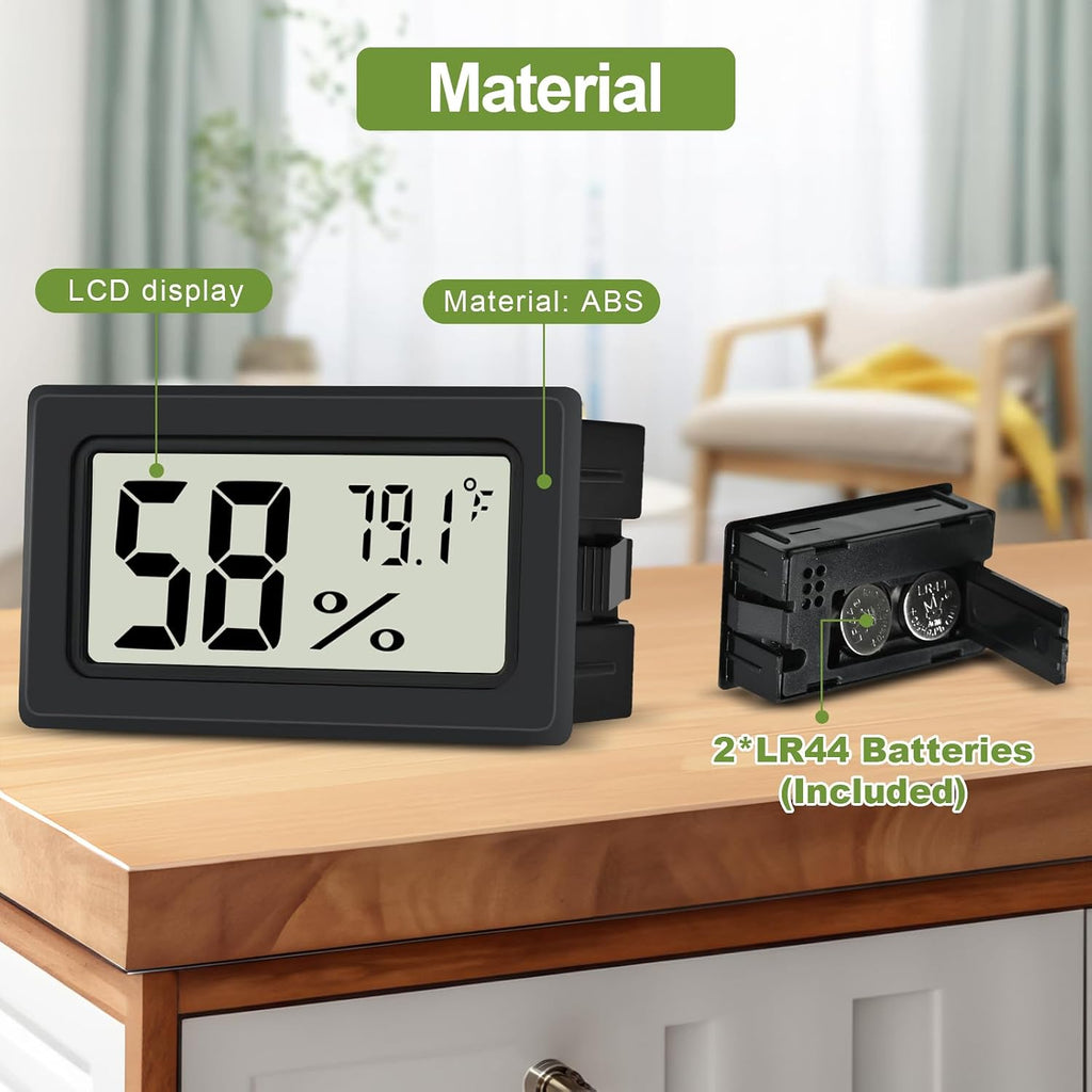 Humidity Meter Indoor Thermometer 6-Pack Mini Digital Thermometer Hygrometer Indoor Temperature Humidity Meters Gauge Lcd Display Fahrenheit (℉) For Greenhouse, Reptile Tank, Cellar, Closet