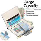 Gaekeao Small Wallets For Women Rfid Blocking Leather Bifold Zipper Pocket Wallet Credit Card Holder With Id Window