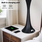 27.5" Table Lamps Set Of 2, Touch Bedside Lamps With Usb C+A Ports, 3 Way Dimmable Nightstand Lamps For Bedroom, Living Room, Office, Black Lamp With Beige Lampshade, Bulbs Included