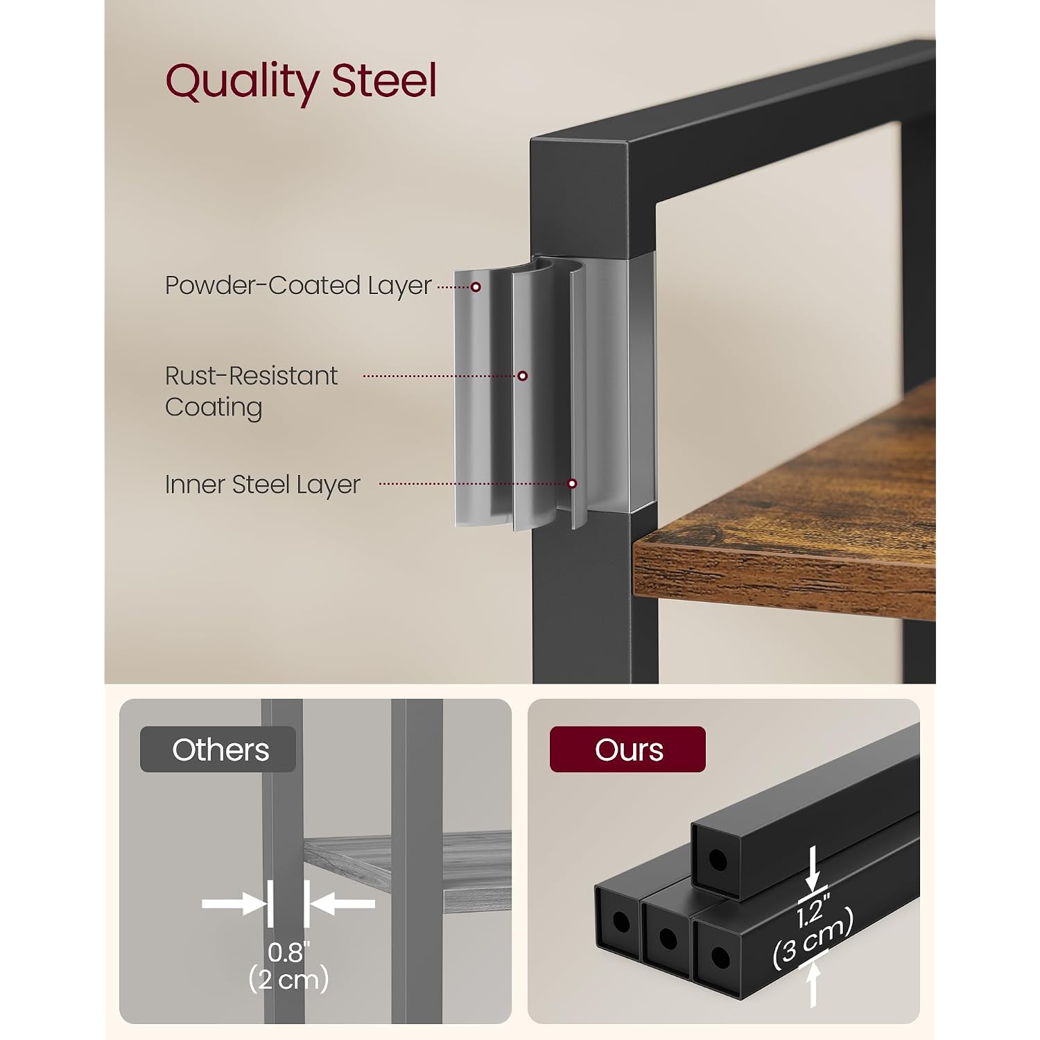 Vasagle 6-Tier Bookshelf, Bookcase With Steel Frame, Book Shelf For Living Room, Home Office, Study, 11.8 X 26 X 73.2 Inches, Industrial Style, Rustic Brown And Ink Black Ulls062B01