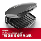 George Foreman GR10B 2-Serving Mini Grill & Panini Press, Compact 7.3” x 5.6” Cooking Surface,1–2 Servings, Dorms & Small Kitchens
