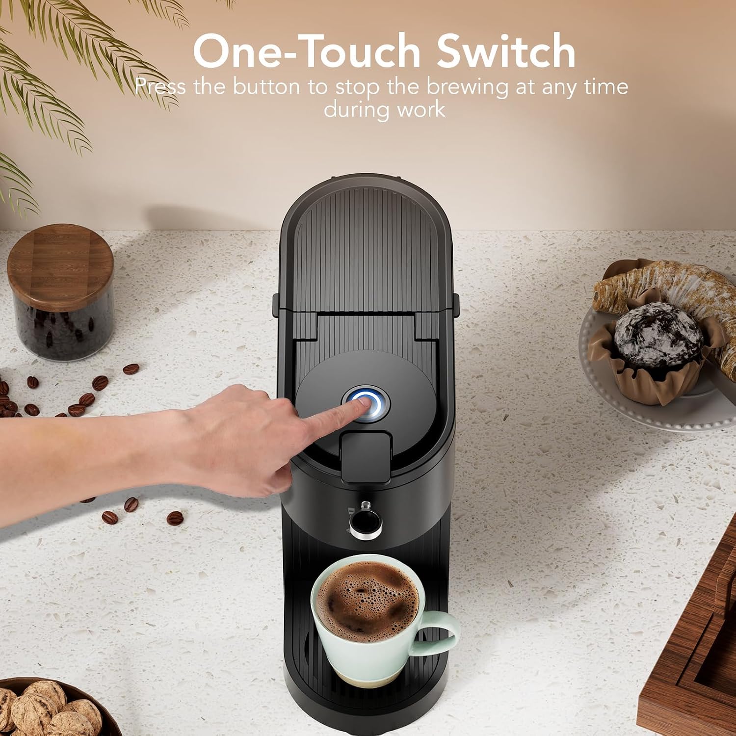 Single Serve Coffee Maker – Brew With Coffee Pods & Grounds, Compatible With Kcup Coffee Pods, Small Sizes Up To 6 8 10 12 14 Oz, 14 Oz Water Reservoir, Easy To Clean For Office Travel Home, Black