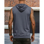 Men'S Workout Hooded Tank Tops Fashion Muscle Zip Up Sleeveless Hooded Slim Fit Gym Cut Off T Shirt