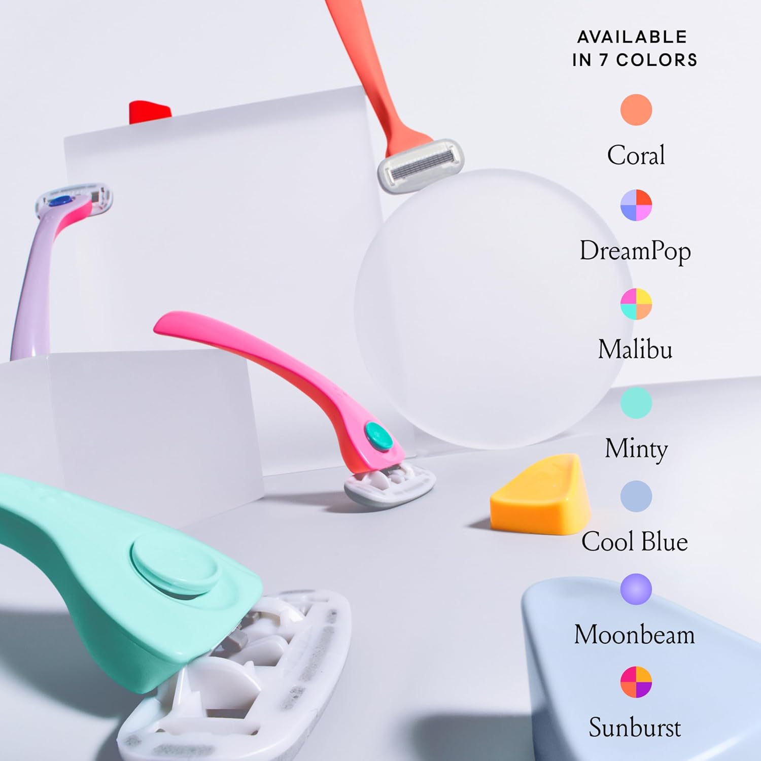 Billie Razors for Women Shave Kit – Women’s Razor + 4 x 5-Blade Razor Refills + Magnetic Holder – Malibu